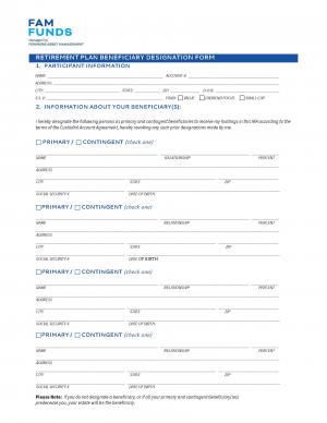 Retirement Plan Beneficiary Form