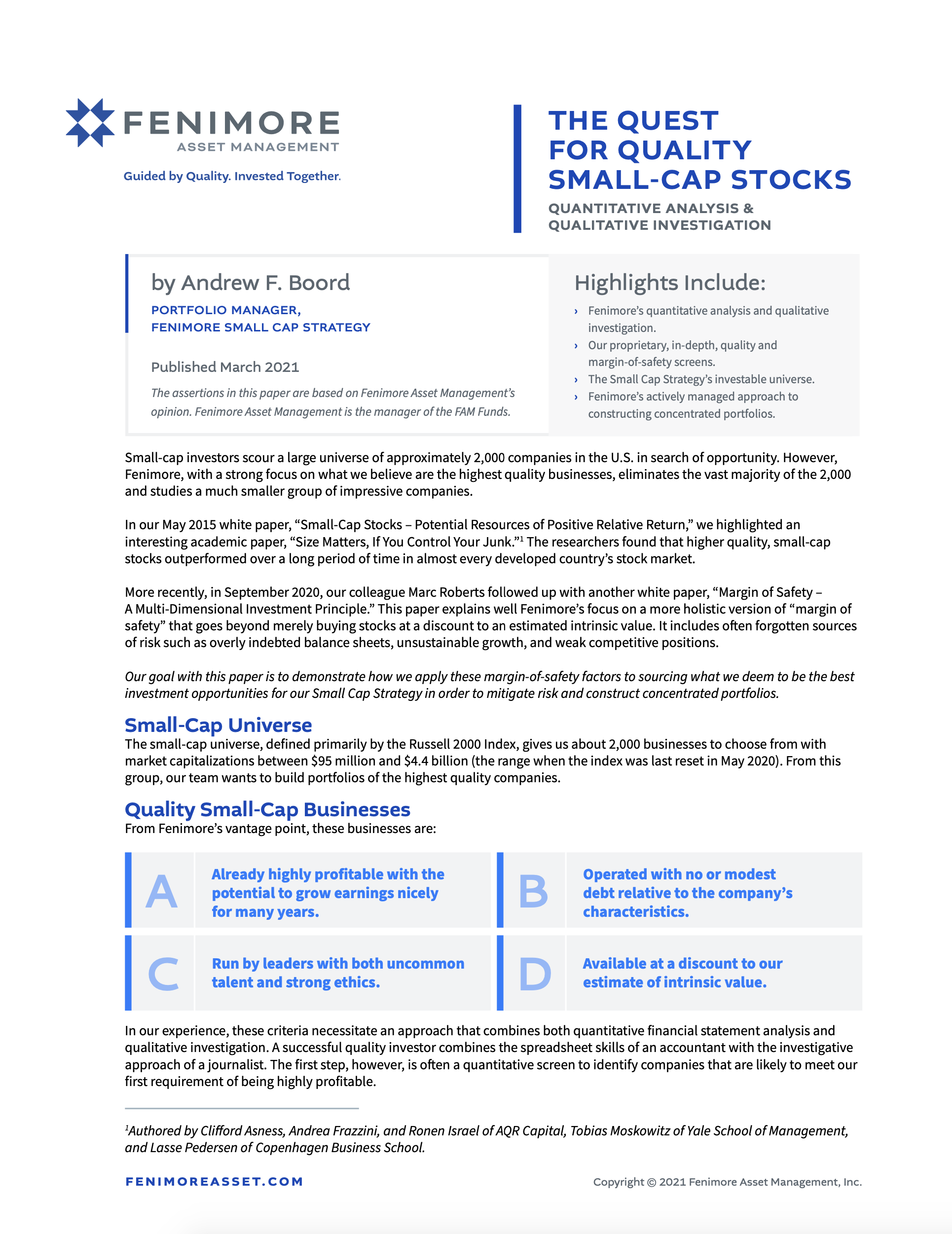 Quest for Quality Small-Cap Stocks