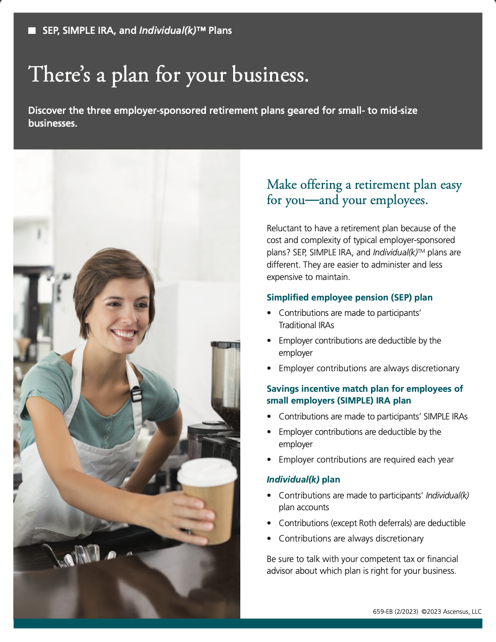 SEP, SIMPLE IRA, AND INDIVIDUAL(K) PLANS