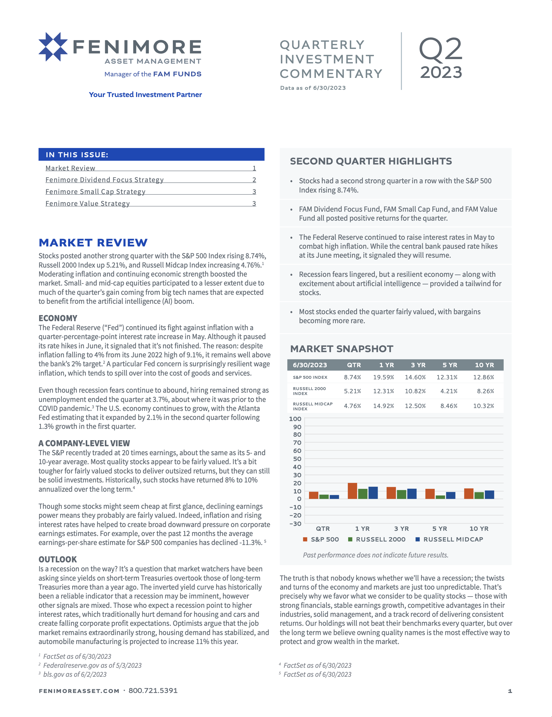 Fenimore Quarterly Investment Commentary Q2 2023