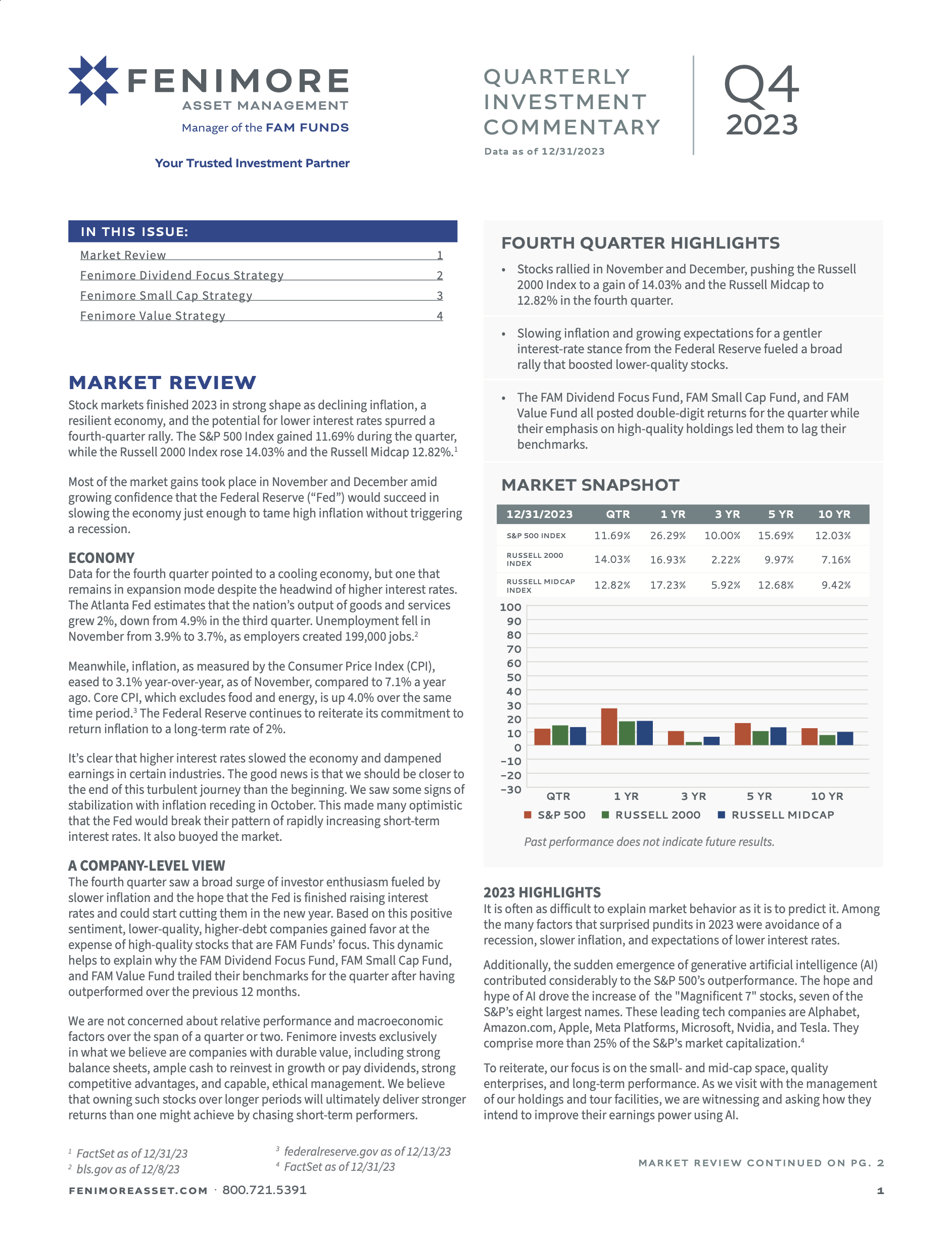 Fenimore Quarterly Investment Commentary Q4 2023