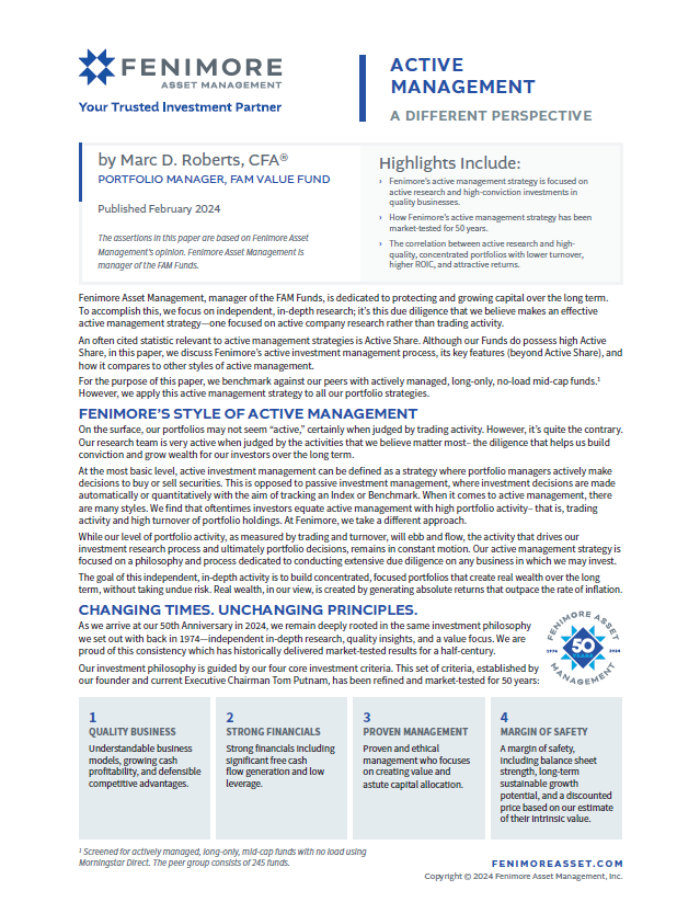 Active Management: A Different Perspective
